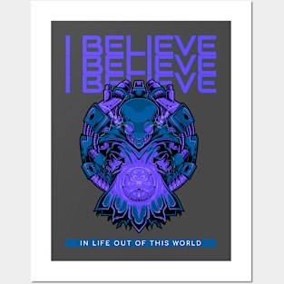 Sci Fi Alien Believe Posters and Art